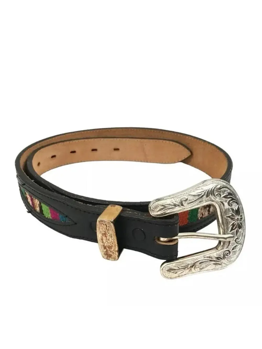 Nocana Men’s Tribal Aztec Black Leather Belt Size 30